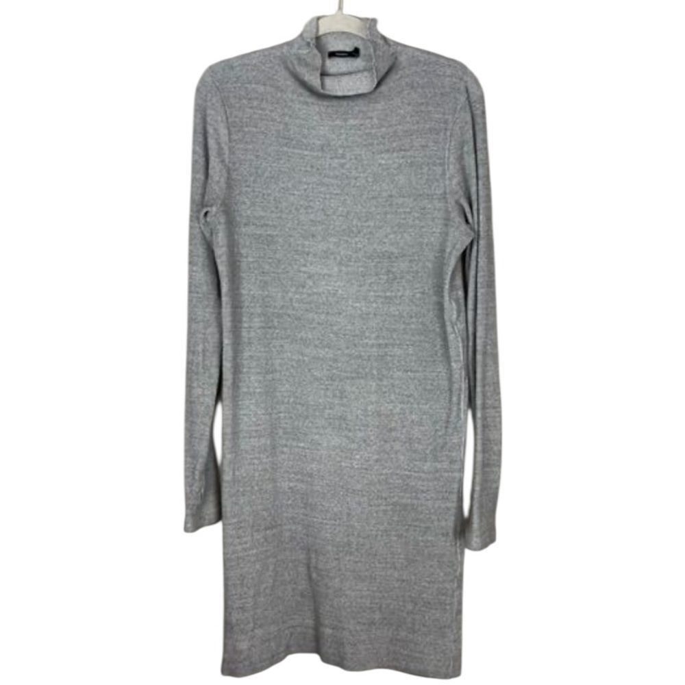 Bassike Rib Funnel Neck Dress Grey Marl size Small NWT